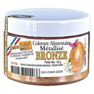 Colorant Alimentaire Métallisé en Poudre Bronze 25gr - Déco Relief