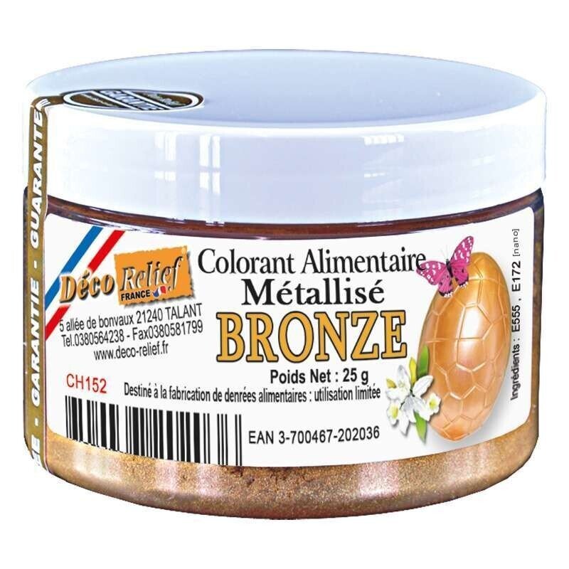 Colorant Alimentaire Métallisé en Poudre Bronze 25gr - Déco Relief