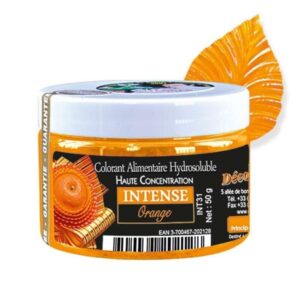 Colorant Alimentaire Hydrosoluble Intense en Poudre Orange 50gr - Déco Relief