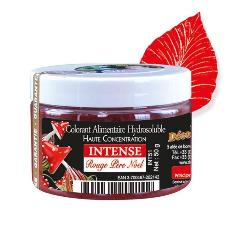 Colorant Alimentaire Hydrosoluble Intense en Poudre Rouge Père Noël 50gr - Déco Relief