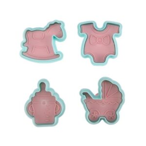 SET. 4 Emporte-piecès avec Poussoir Bébé Naissance Baptème