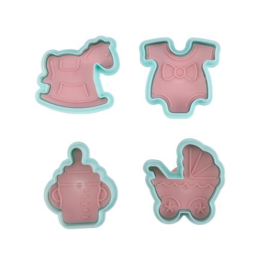 SET. 4 Emporte-piecès avec Poussoir Bébé Naissance Baptème