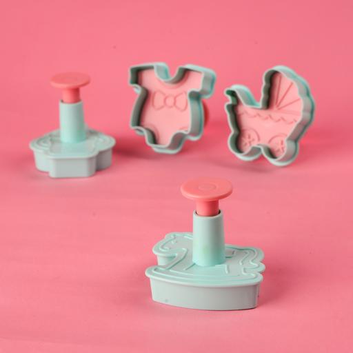 SET. 4 Emporte-piecès avec Poussoir Bébé Naissance Baptème - Image 5