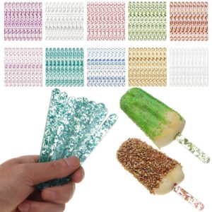 10 bâtonnets de glace en acrylique à paillettes réutilisables 11.5 CM