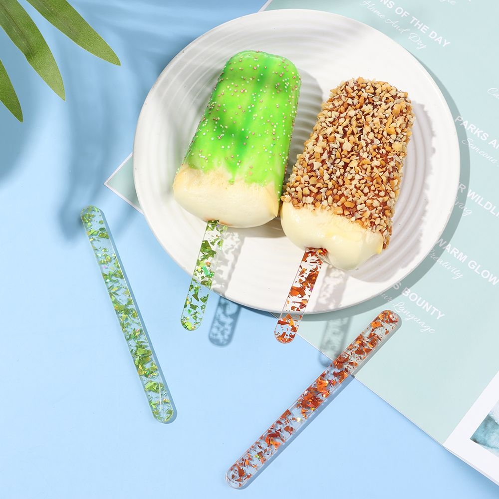 10 bâtonnets de glace en acrylique à paillettes réutilisables 11.5 CM - Image 5