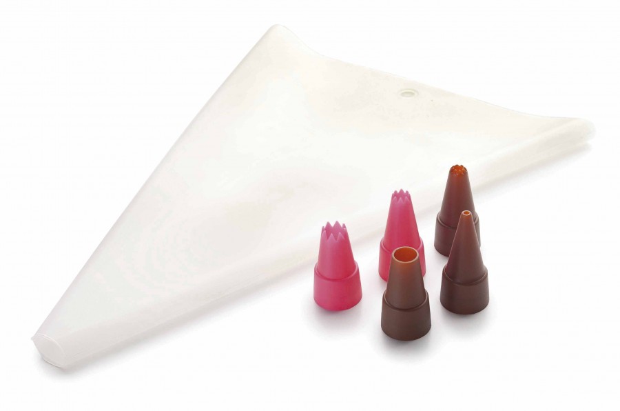 POCHE À DECORER SILICONE 30CM+5 DOUILLES